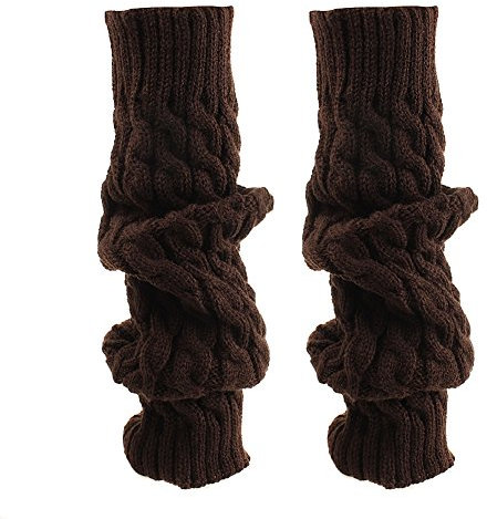 TININNA Winter Damen Crochet Stulpen Beinstulpen Beinwärmer Kniestrümpfe Gestrickt Socken Stricken Socken Beinlinge Strümpfe braun EINWEG Verpackung