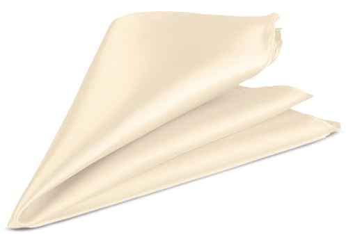 Trimming Shop Men’s Satin Pocket Square Handkerchief – Solid Colour Suit Hanky for Wedding, Groom, Prom, Party Unisex Plain Formal Wear Fashion Pocket Square, Soft Satin Dress Hanky (23cm, Ivory)