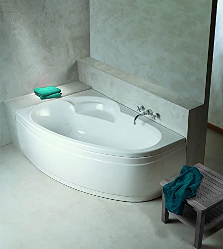 Baignoire asymétrique LADIVA junior 160x100 cm droite, vidage standard non fourni, profondeur interne 42 cm, en toplax,
