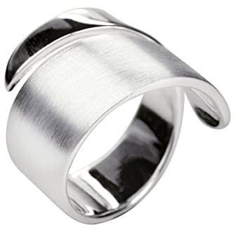SILBERMOOS XL XXL Ringe in großen Größen Damen Ring offen diagonal Bandring spitz matt glänzend Größe 64, 66, 68, 70 Sterling Silber 925