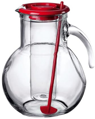 Bormioli Rocco Kufra Jug with Ice Container, Red Lid, 72 3/4 Ounce by Bormioli Rocco