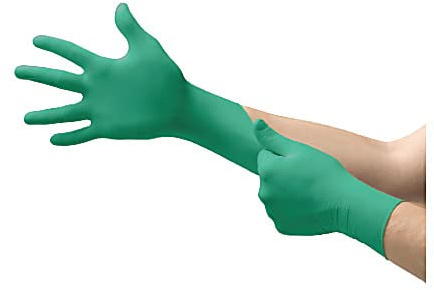 TouchNTuff 92-600 Disposable Nitrile Glove with Enhanced Chemical Splash Protection, Smooth, 4.7 mil, Powder-Free, Green, M