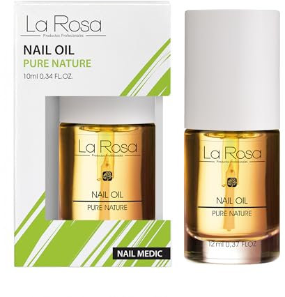 LaRosa NAGELÖL mit Süßmandel-, Argan- und Jojobaöl – Feuchtigkeitsspendend und Pflegend mit Vitamin E und Lotusblütenextrakt – Vegan und 93,6% natürlich – 10 ml