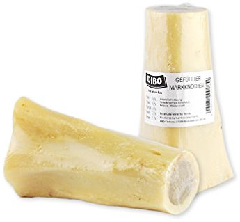 DIBO Gefüllter Markknochen, der kleine Naturkau-Snack oder Leckerli für Zwischendurch, Hundefutter, Qualitätskauartikel ohne Chemie