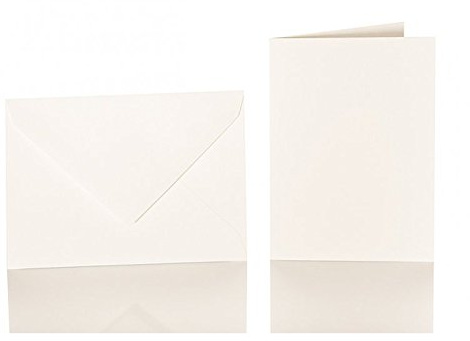 Paper24 50 B6 Briefumschläge mit Dreickeckslasche, 120g + 50 Doppelkarten 240g 120 x 170 mm, Farbe: 50 Elfenbein