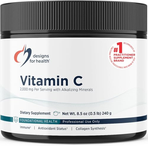 Designs for Health Buffered Vitamin C Powder 2000mg - Powdered Vitamin C (Ascorbic Acid) for High Dosing with Alkalizing Minerals to Be Gentle on The Stomach - Non-GMO Drink Mix (80 Servings / 240g)
