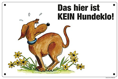 Schild Das hier ist kein Hundeklo, 30 x 20 cm | wetterfest, mit witzigem Comic-Motiv gegen Hundekot