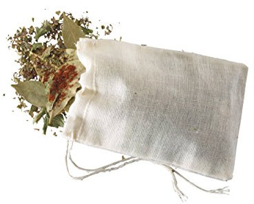 KitchenCraft Hausgemachte Aufgussbeutel, wiederverwendbare Baumwollbeutel, zum Aufgießen von Kräutern und Gewürzen für Lebensmittel, 6 x 2cm, 4er Pack