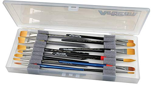 ArtBin KW903 Brush Box with Foam Inserts, Fine Art Portable Paint Brush Organizer, Plastic, Clear, 1.0 Count