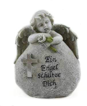 Goldbach Polyresin EIN Engel schütze Dich Engel mit Rood Grave eingerichtet, Stein grau, 11 x 6 x 14 cm