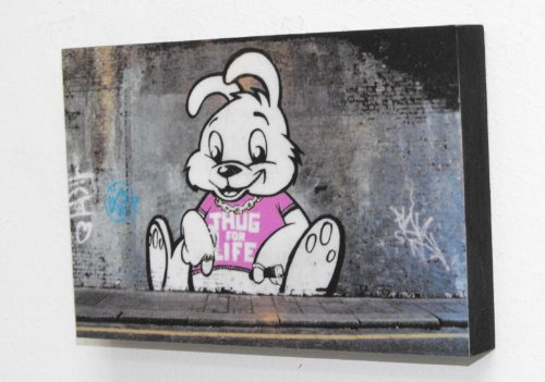 6 x 4 Block Mounted Picture, Banksy Thug For Life (postcard size)