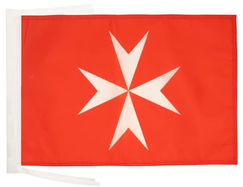 AZ FLAG Drapeau Activités de l’Ordre de Malte 45x30 cm Cordelettes | Usage intérieur et extérieur Drapeau décoratif maltais coutures doubles et bords renforcés polyester 100D