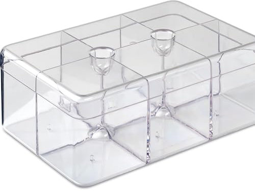 Mepal - Scatola Rettangolare per il tè Stora - Contenitore per tè con 6 Scomparti - Scatola Trasparente le Bustine di tè - Conservazione e Organizzazione della Cucina - Lavabile in Lavastoviglie,