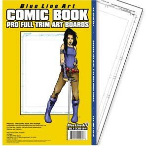 Blue Line Art Pro Full Trim Comic Book Art Boards (25 Sheets, 11 x 17, Matte White Paper)