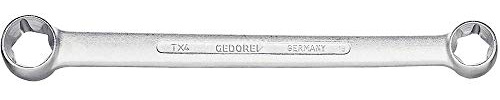 GEDORE TX 4 E10xE12 dubbla ringnycklar, rak för yttre -TORX-skruvar, förkromad, E10xE12
