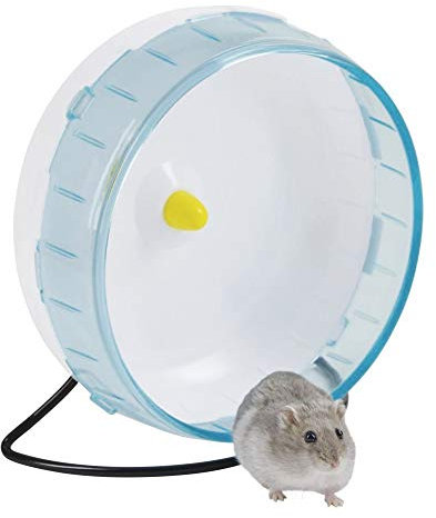 Kerbl Pet Hamsterlaufrad, Hamsterrad, ø 20 cm, Kunststoff, weiß/blau, freistehend, zum Einhängen, Robustes Material
