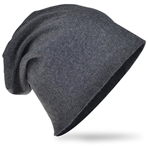 Jersey slouch beanie lång mössa unisex enfärgad män kvinnor mössor trend, antracit, 59-63