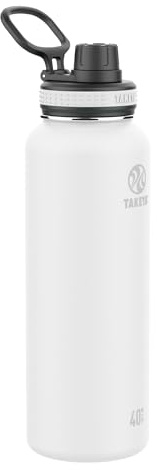 Takeya Originals Vacuum-Insulated Stainless-Steel Water Bottle, 40oz, White