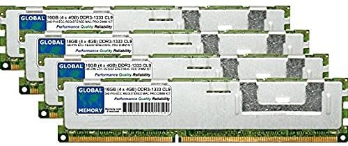 16GB (4 x 4GB) DDR3 1333MHz PC3-10600 240-PIN ECC REGISTRADO DIMM (RDIMM) Memoria RAM Kit para Apple Mac Pro (Mediados 2010-2012)