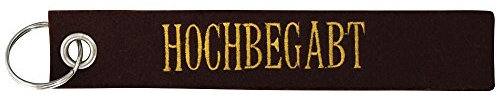 Fan-O-Menal Filz-Schlüsselanhänger mit Stick HOCHBEGABT Gr. ca. 17x3cm 14099 Keyholder schwarz