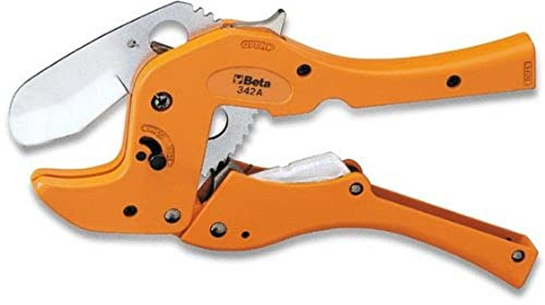 BETA - Cesoia a Cricchetto per Tubi Plastica 0-50 mm in Lega di Magnesio, Tagliatubi Professionale per PVC e Materiali Plastici con Lama Sostituibile e Impugnatura Ergonomica per Idraulica, 342A