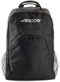 ARCOS Mochila para 9 Cuchillos de Cocina en Poliéster y PVC. Bolsa Portacuchillos Profesional para Almacenar y Transportar Utensilios de Cocina. 330 x 480 x 185 Mm. Color Negro