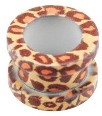 eeddoo Flesh Tunnel Leopard Gelb-Orange Edelstahl 12 mm