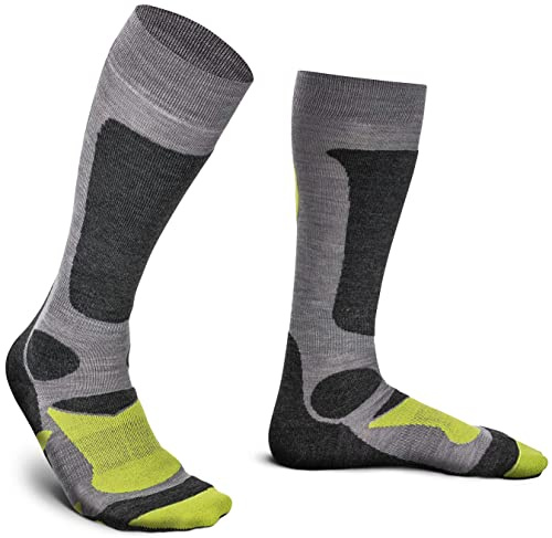 Piarini 2 Paar Unisex Skisocken Skistrumpf Wintersport Snowboard - atmungsaktive Socken Kniestrümpfe Thermosocken Funktionssocken aus Merino Wolle Outdoorsocken