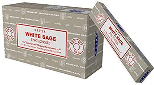 Satya Nag Champa White Sage incense sticks-12packs x 15grams by Satya