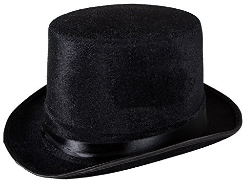 HENBRANDT Black Velour Top Hat - Adult Fancy Dress Costume