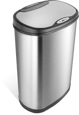 Nine Stars (NINAJ) DZT-50-13 50 Litre/13.2 gal Stainless Steel Motion Sensor Trash Can, Black