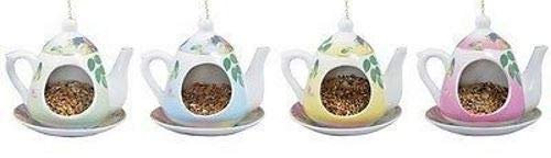 Chintz Ceramic Teapot Wild Bird Feeder with Hanging Chain. Gift Boxed[Yellow]