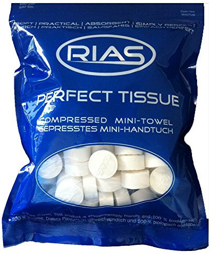 100 x Chiffons de nettoyage sous forme de comprimés, handtuchpillen, 100 % biodégradable et pressé mini serviette, peu encombrant, léger, , torchon, absorbant, rafraîchissante de l'eau, rIAS perfecttisue