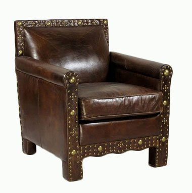 Lehnsessel Berkshire Vintage-Leder Messingnieten Echtleder Sessel Vintage Cigar Dunkelbraun