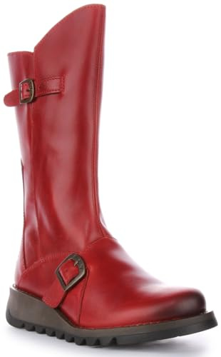 Fly London Mes 2, Botas con hebilla, Mujer, Rojo Red 001, 37 EU