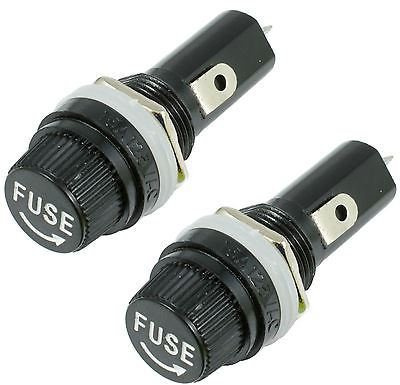 2 x Panel Mount Chassis Fuse Holder for 6x30mm Glass Fuses 10A 250V