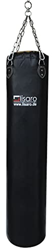 Lisaro Boxsack für Boxing, Sparring, Kickboxing | Sandsack 120 x 35 cm | Ca. 35 kg | Material Vinyl (Kunstleder) | Studio-Qualität