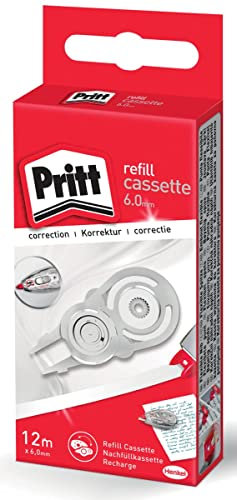 Pritt Nachfüllkassette für Korrekturroller Refill Flex Roller Midway, Breite 6mm, Länge 12m, flexible und einziehbare Spitze, Push & Pull Funktion, 9H PRX6H