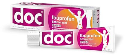 doc Ibuprofen Schmerzgel 150g, entzündungshemmend, schmerzlindernd & kühlend, schnelle Wirkung bei entzündungsbedingten Rücken- & Gelenkschmerzen - gut verträglich - rezeptfrei