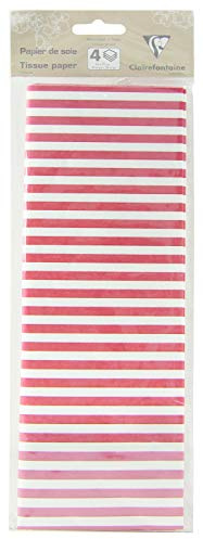 Clairefontaine 393811C Packung mit 4 Blätter Seidenpapier (50 x 70 cm, 18g/qm) 1 Pack streifen rot