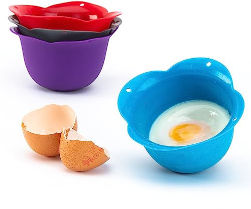 Eierpochierbecher aus Silikon 4er Set. BPA-frei. Mikrowellen-Eierpochierer. Antihaftbeschichtete Eierschalen Perfekter Silikon-Eierpochierer. 4 Silikon-Ei-Formen