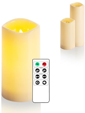 Schlaraffenland LED Outdoor Kerze MEDIA BOX mit Fernbedienung | 10x20 cm | Kunststoff | Creme | led kerzen | led kerzen flackernde flamme