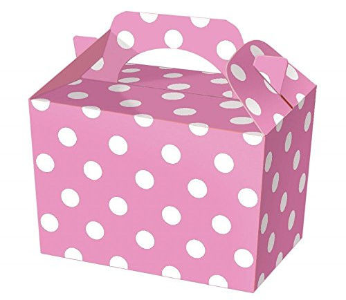 10 Pink Polka Dot Party Boxes - Spotty Food Loot Lunch Cardboard Gift by Pick