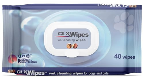 CLX Wipes 40 Pezzi – Salviette Detergenti Delicate per Cani e Gatti – Igiene Quotidiana Pratica per Pelle, Zampe e Pliche