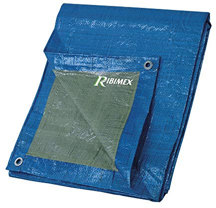Ribimex Telo di Protezione Leggero Impermeabile 4x5 m in Polietilene, Occhielli in Alluminio, Resistente agli Agenti Atmosferici, Ideale per Uso Domestico e Campeggio - PRB06504X05