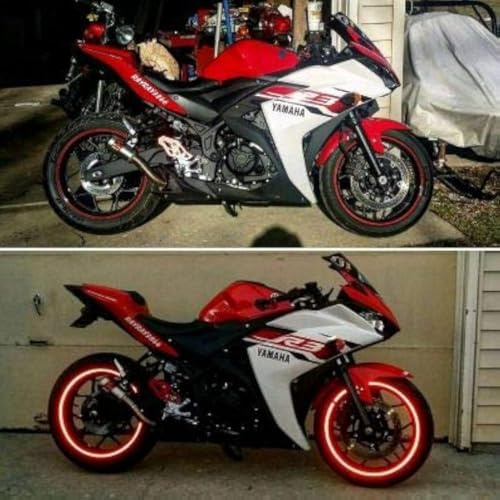 StickersLab - Strisce Moto adesive cerchi rifrangenti riflettenti marca 3M™ stripe for wheel 7mm x 6MT (Rosso)