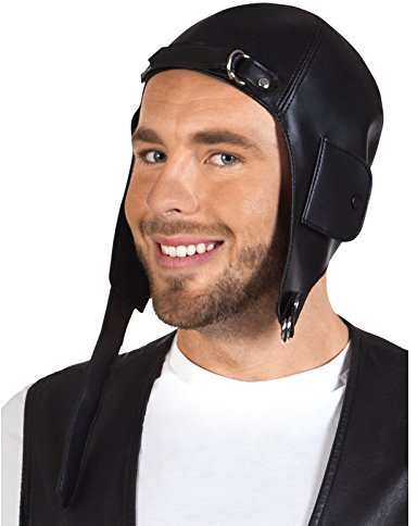 Party Discount KBO95933 Hut Fliegerkappe, schwarz Einheitsgröße