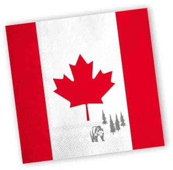 Lot de 20 serviettes en papier DH-Konzept pour fête et anniversaire - Thème du Canada - Feuille d’érable