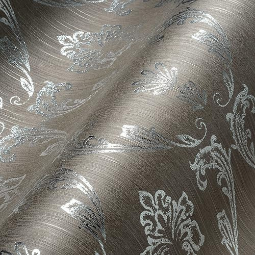 A.S. Création Architects Paper Textiltapete Metallic Silk Tapete mit Ornamenten barock 10,05 m x 0,53 m braun metallic Made in Germany 306583 30658-3