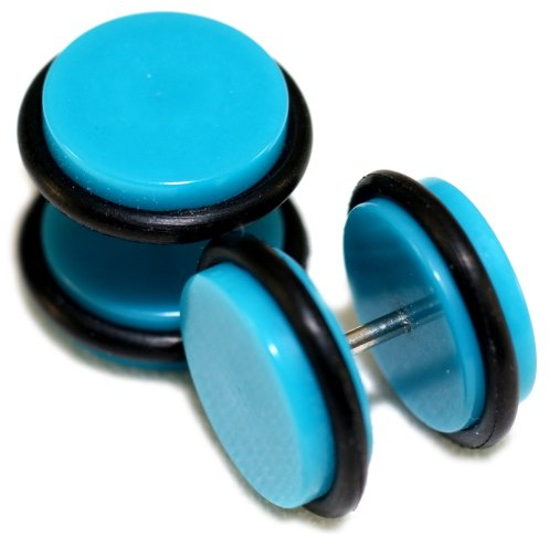 Turquoise Blue Acrylic Fake Cheaters Faux Illusion Plugs 1/2 inch 12mm 1 Pair Largest